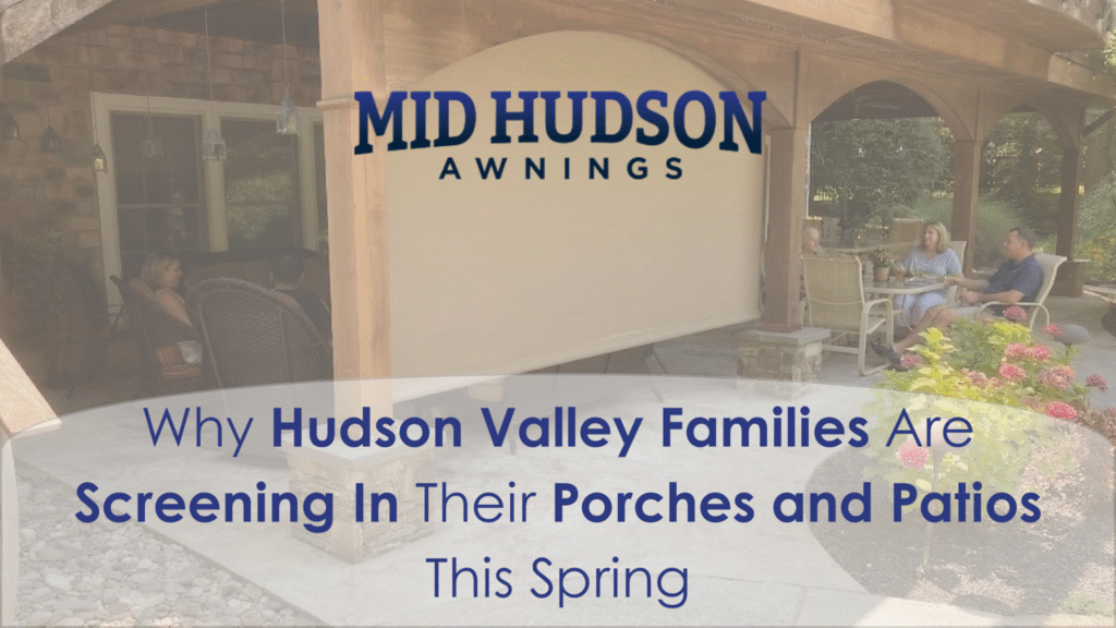 Hudson Valley family enjoys time spent together on their patio with a retractable screen to keep them cool and comfortable. Why Hudson Valley Families Are Screening In Their Porches and Patios This Spring