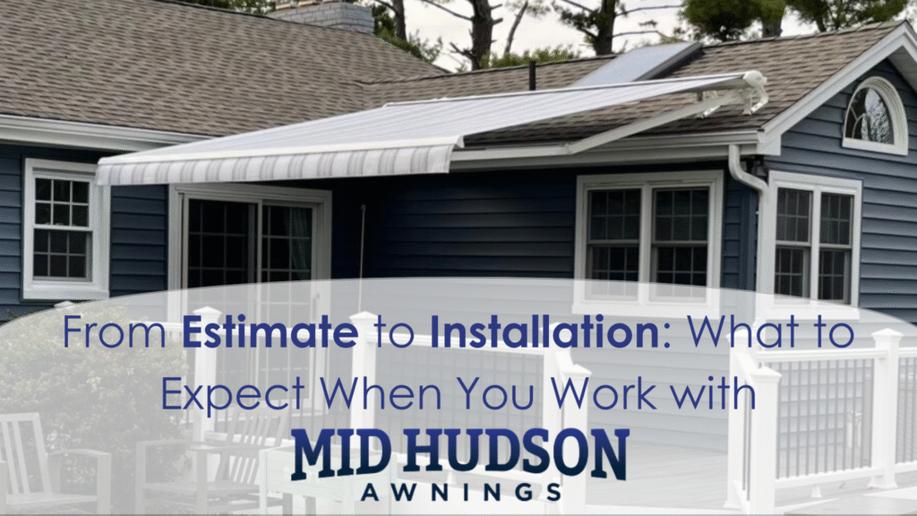 From Estimate to Installation: What to Expect When You Work with Mid Hudson Awnings. New Jersey home with a retractable awning extended over a patio.